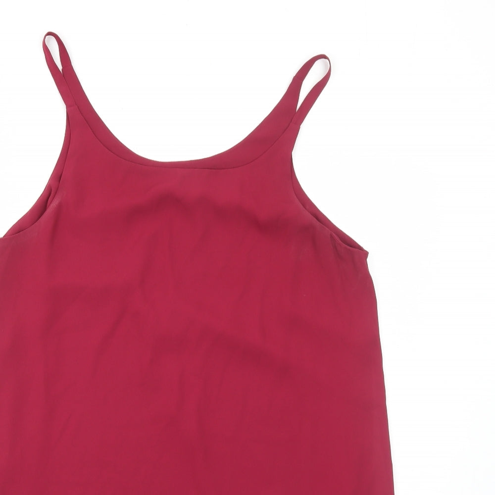 Dorothy Perkins Womens Red Polyester Basic Tank Size 14 Round Neck