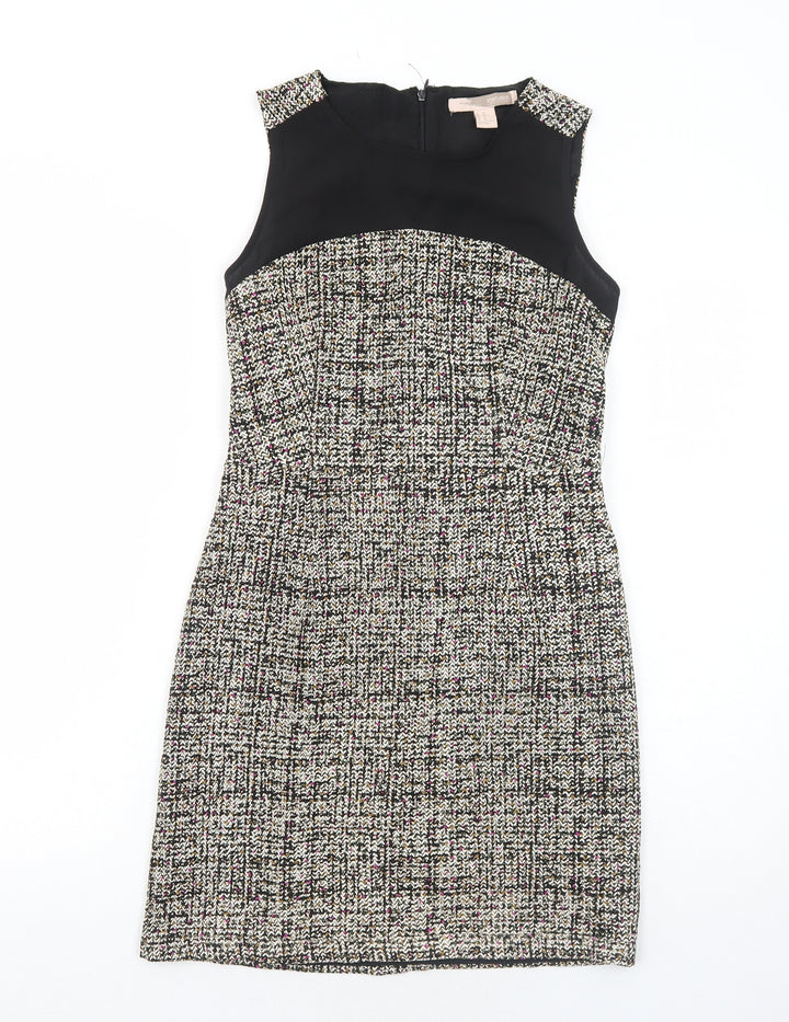 FOREVER 21 Womens Multicoloured Geometric Polyester A-Line Size XS Round Neck Zip