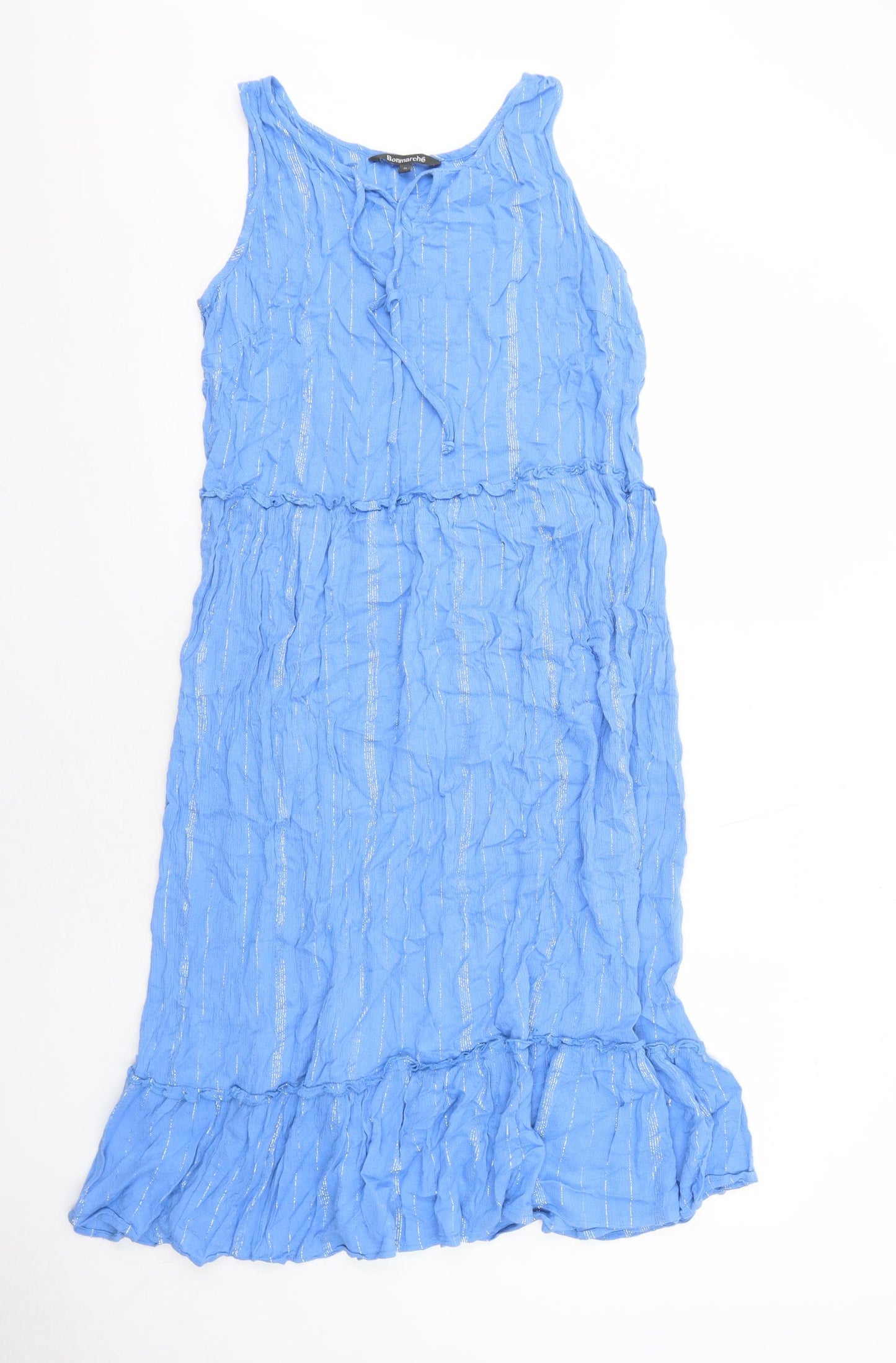 Bonmarché Womens Blue Striped Viscose Trapeze & Swing Size 14 Round Neck Pullover
