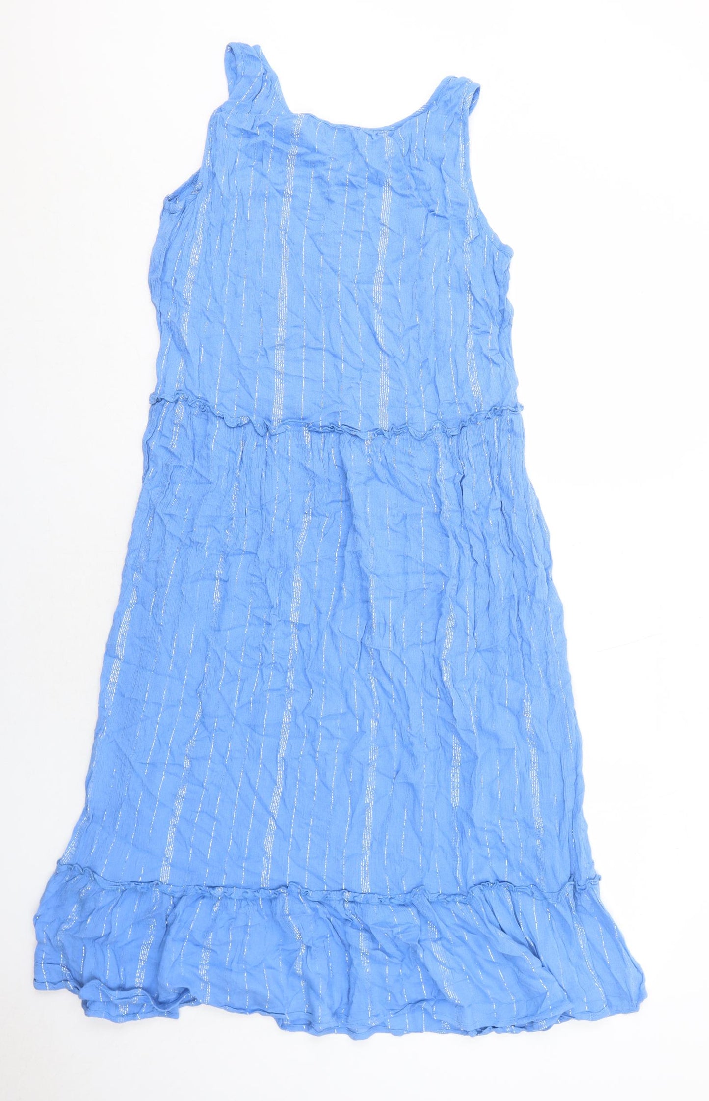 Bonmarché Womens Blue Striped Viscose Trapeze & Swing Size 14 Round Neck Pullover