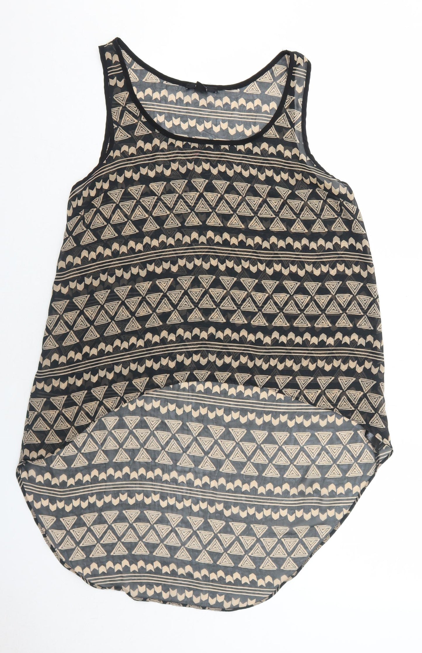FOREVER 21 Womens Black Geometric Polyester Basic Tank Size S Round Neck