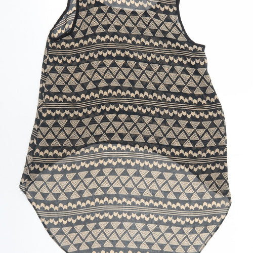 FOREVER 21 Womens Black Geometric Polyester Basic Tank Size S Round Neck