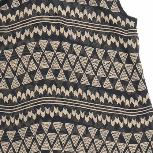 FOREVER 21 Womens Black Geometric Polyester Basic Tank Size S Round Neck