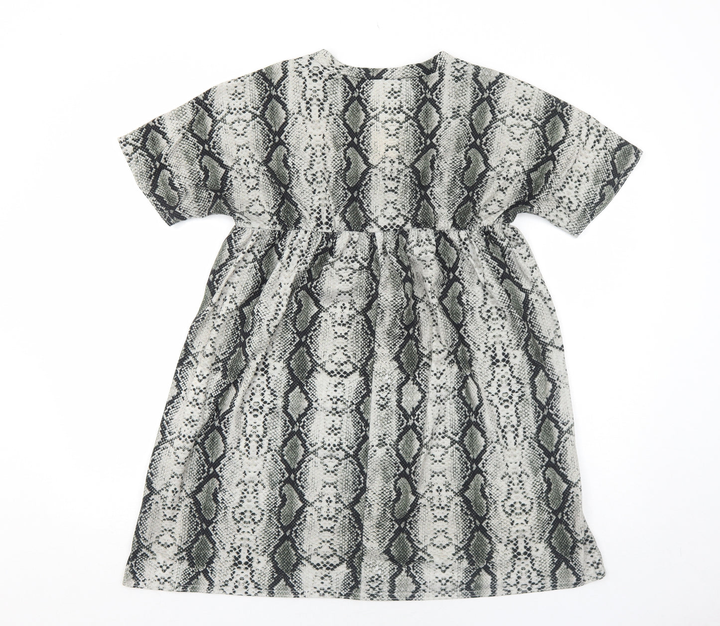 ASOS Womens Multicoloured Animal Print Polyester Skater Dress Size 10 V-Neck Pullover - Snakeskin Pattern