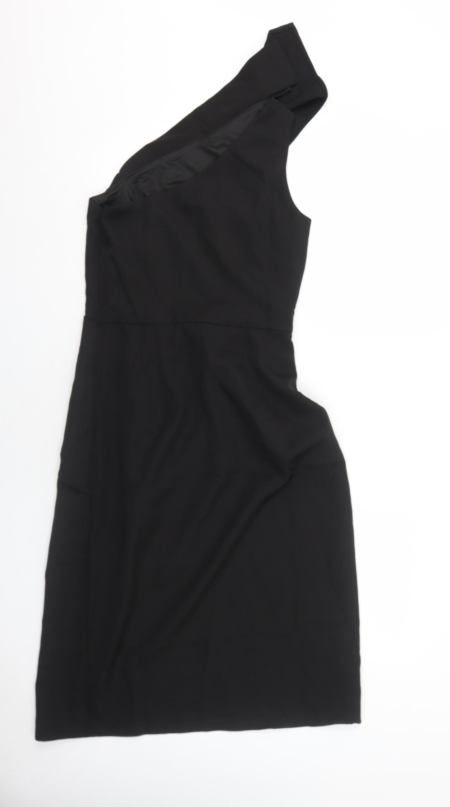 Chi Chi Womens Black Polyester A-Line Size 10 One Shoulder Zip