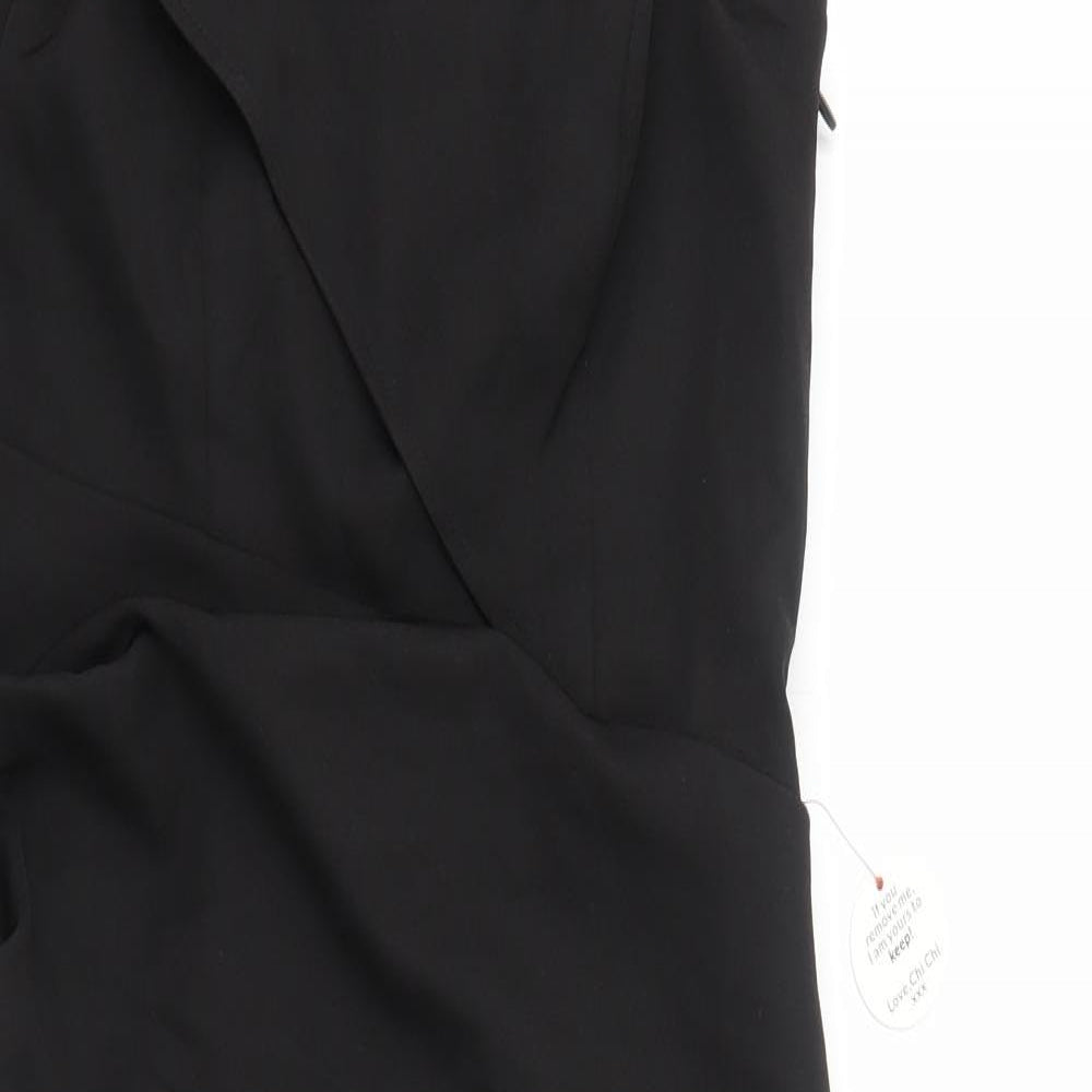 Chi Chi Womens Black Polyester A-Line Size 10 One Shoulder Zip