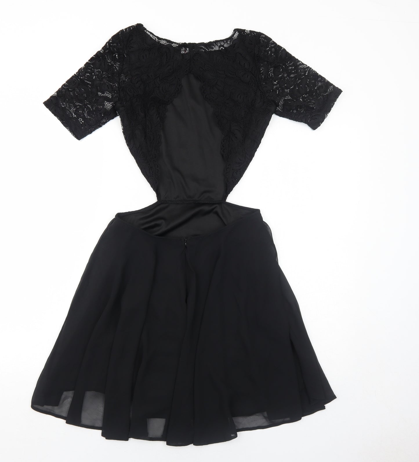 Zack Womens Black Nylon Trapeze & Swing Size 12 Round Neck Zip