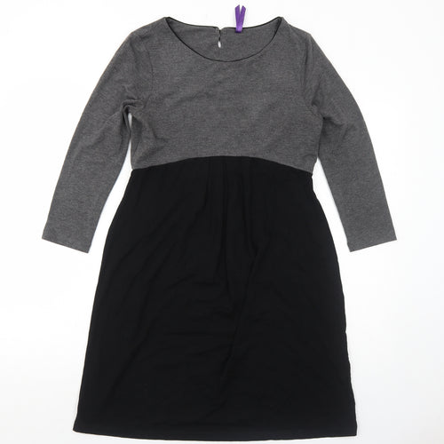Simply Be Womens Black Colourblock Viscose A-Line Size 10 Round Neck Pullover