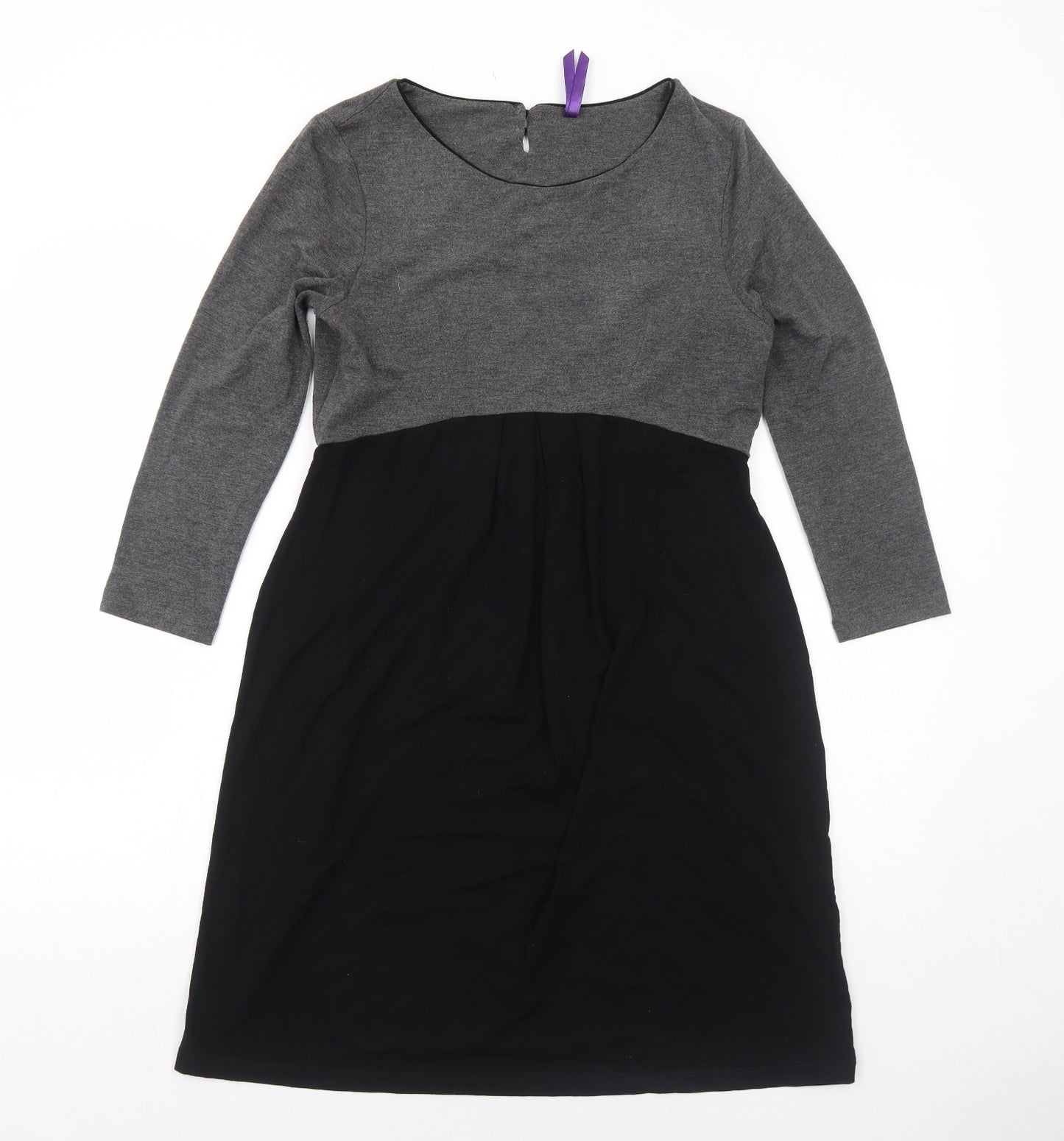 Simply Be Womens Black Colourblock Viscose A-Line Size 10 Round Neck Pullover