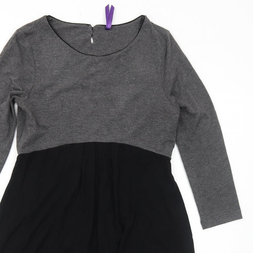 Simply Be Womens Black Colourblock Viscose A-Line Size 10 Round Neck Pullover