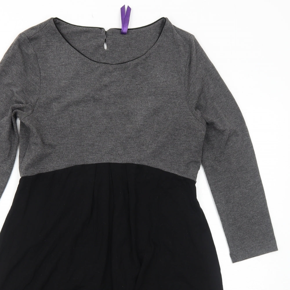 Simply Be Womens Black Colourblock Viscose A-Line Size 10 Round Neck Pullover