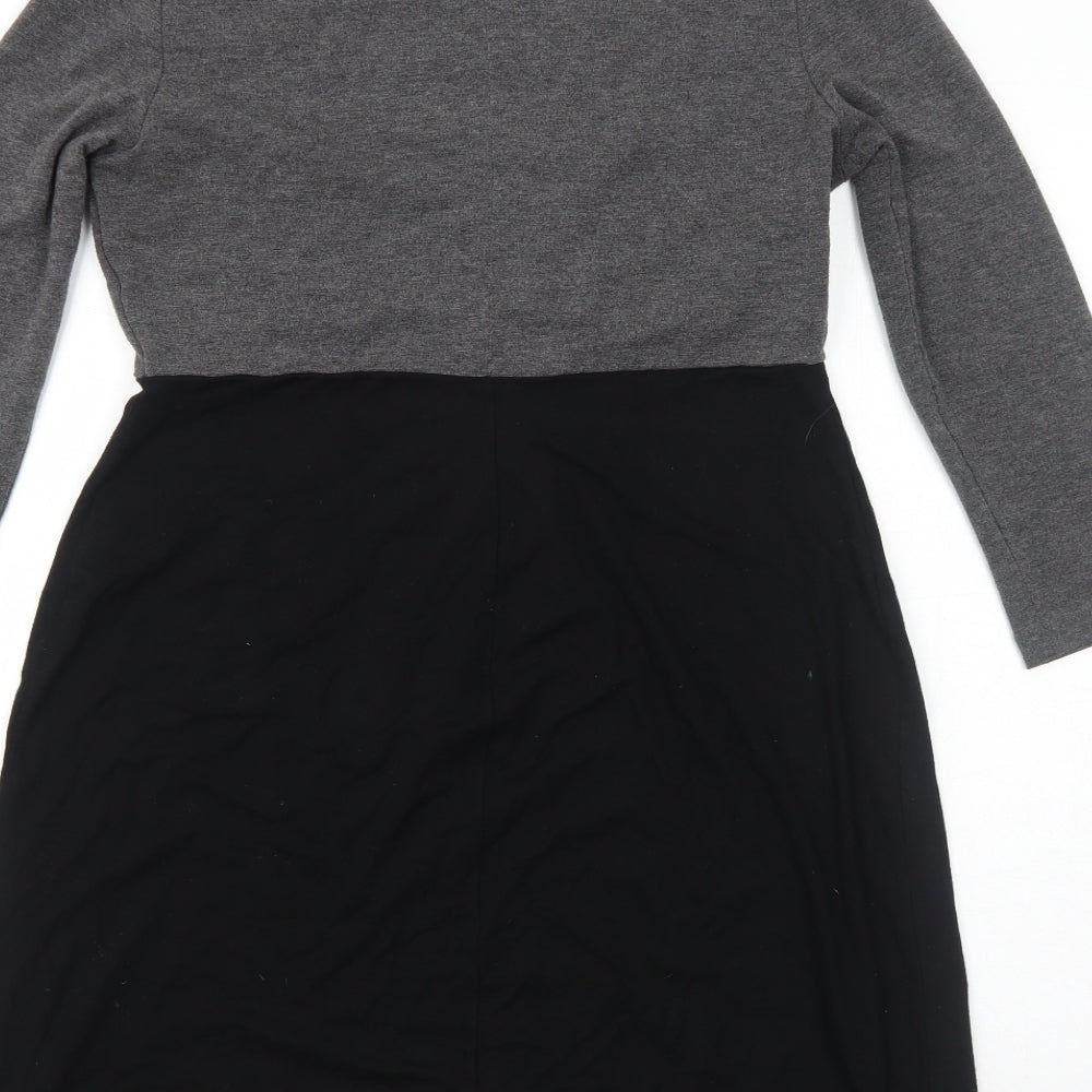 Simply Be Womens Black Colourblock Viscose A-Line Size 10 Round Neck Pullover