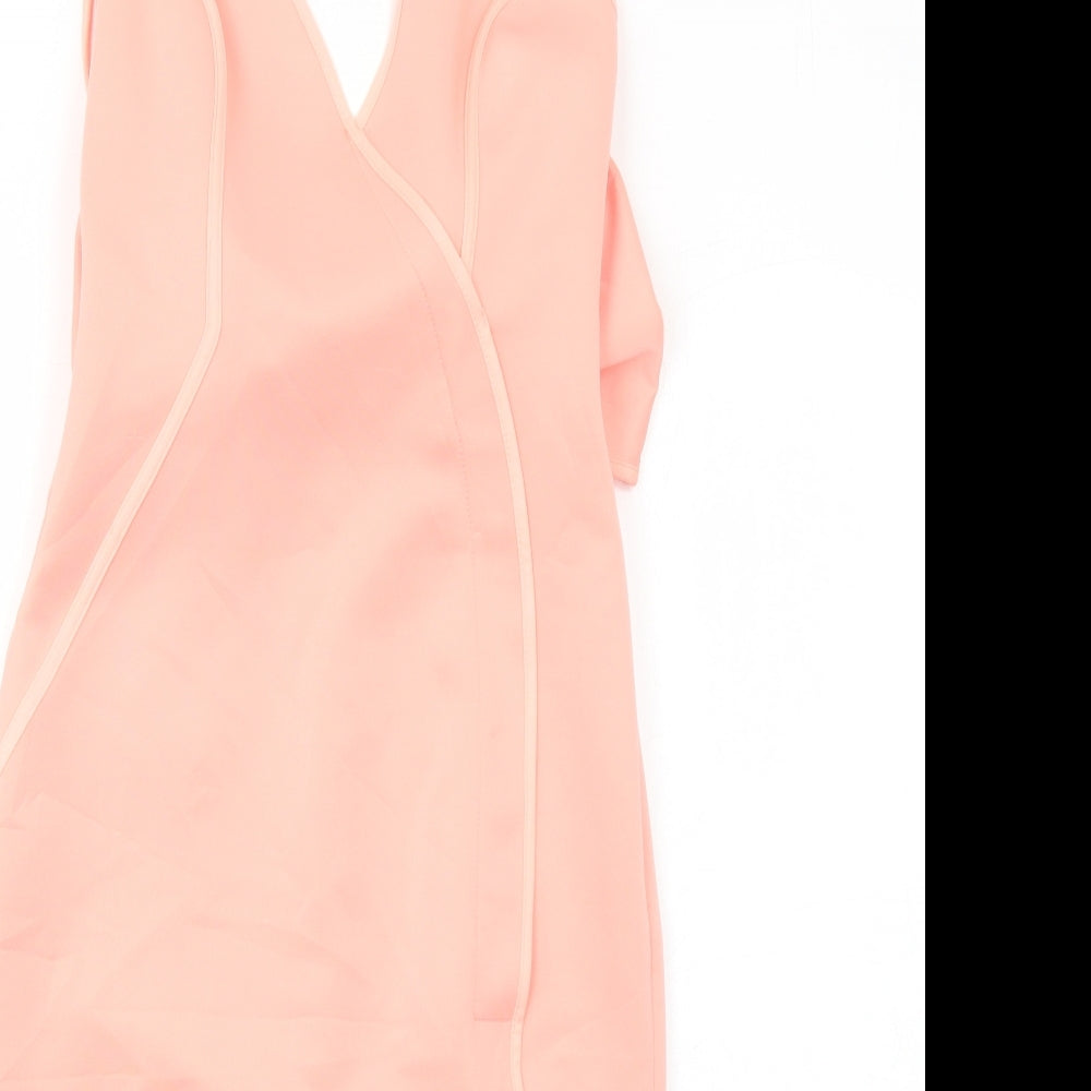 ASOS Womens Pink Polyester Slip Dress Size 8 V-Neck Zip