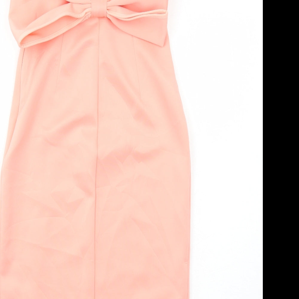 ASOS Womens Pink Polyester Slip Dress Size 8 V-Neck Zip