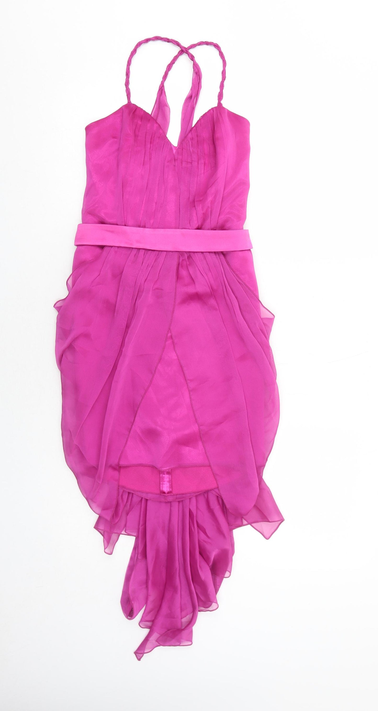 Charas Womens Purple Polyester Ball Gown Size 8 V-Neck Zip