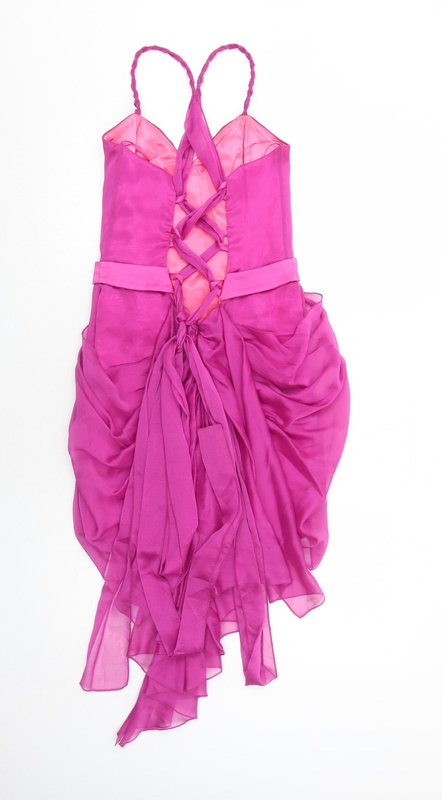 Charas Womens Purple Polyester Ball Gown Size 8 V-Neck Zip