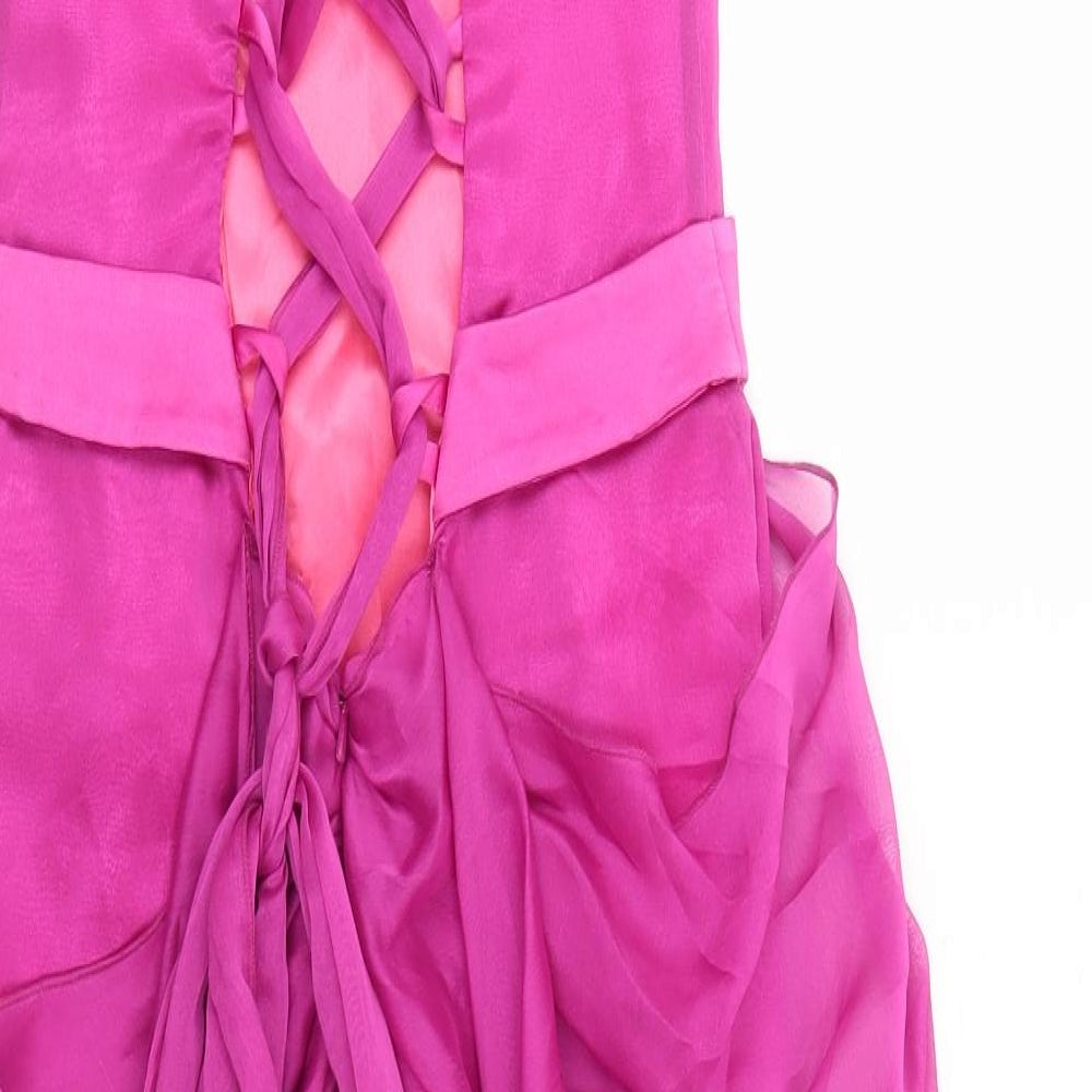 Charas Womens Purple Polyester Ball Gown Size 8 V-Neck Zip