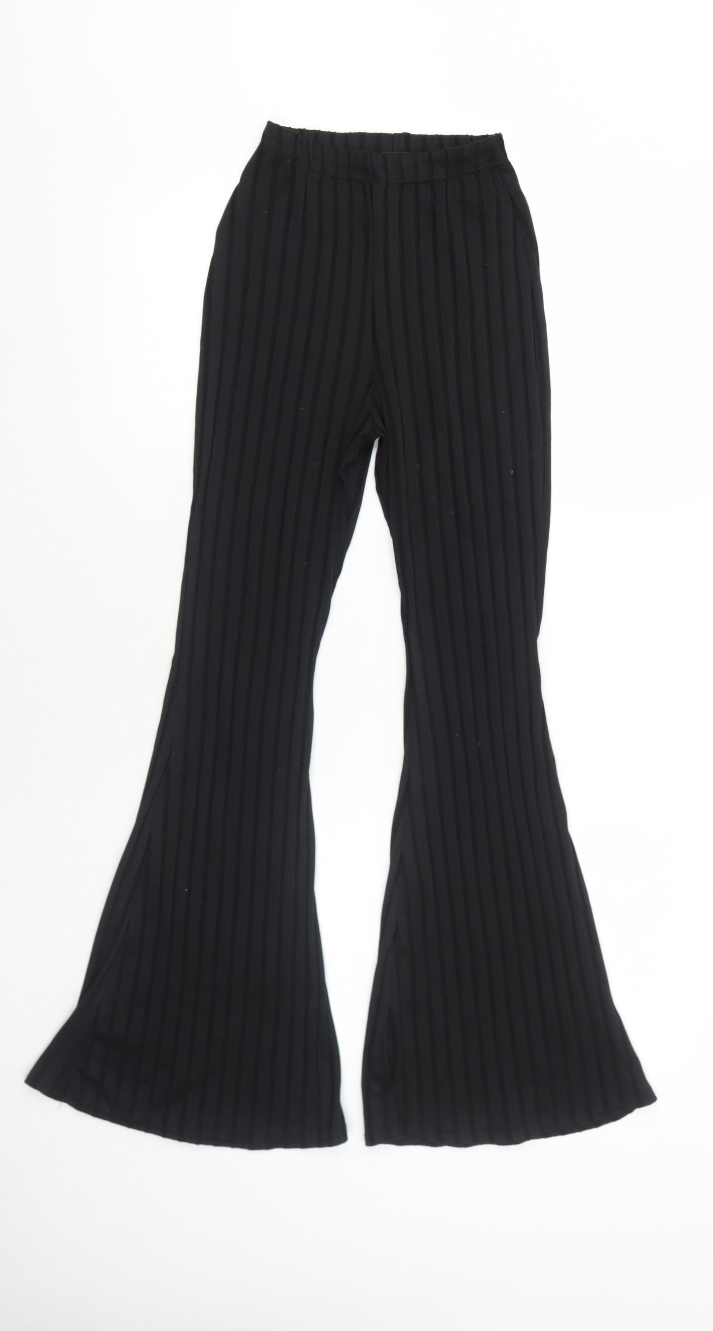 PRETTYLITTLETHING Womens Black Polyester Trousers Size 4 Regular