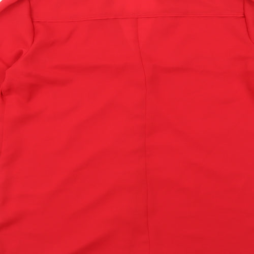 Oasis Womens Red Polyester Basic Button-Up Size 10 Collared