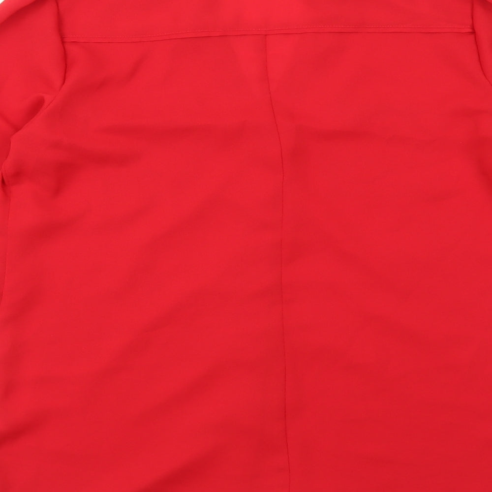 Oasis Womens Red Polyester Basic Button-Up Size 10 Collared