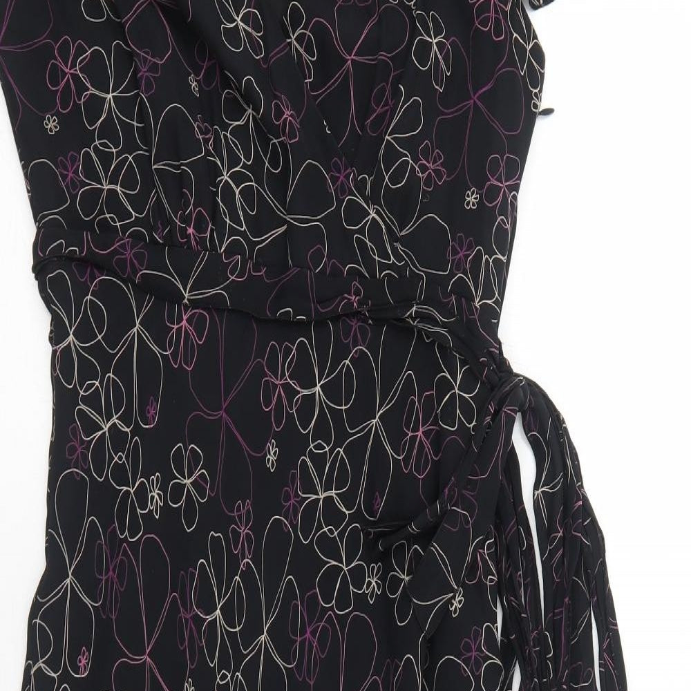 Jaeger Womens Black Geometric Polyester Trapeze & Swing Size 12 V-Neck Zip