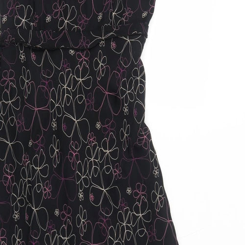 Jaeger Womens Black Geometric Polyester Trapeze & Swing Size 12 V-Neck Zip