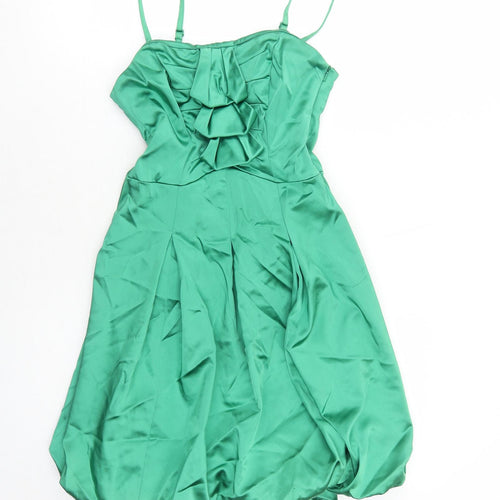 Coast Womens Green Polyester Slip Dress Size 6 Round Neck Zip