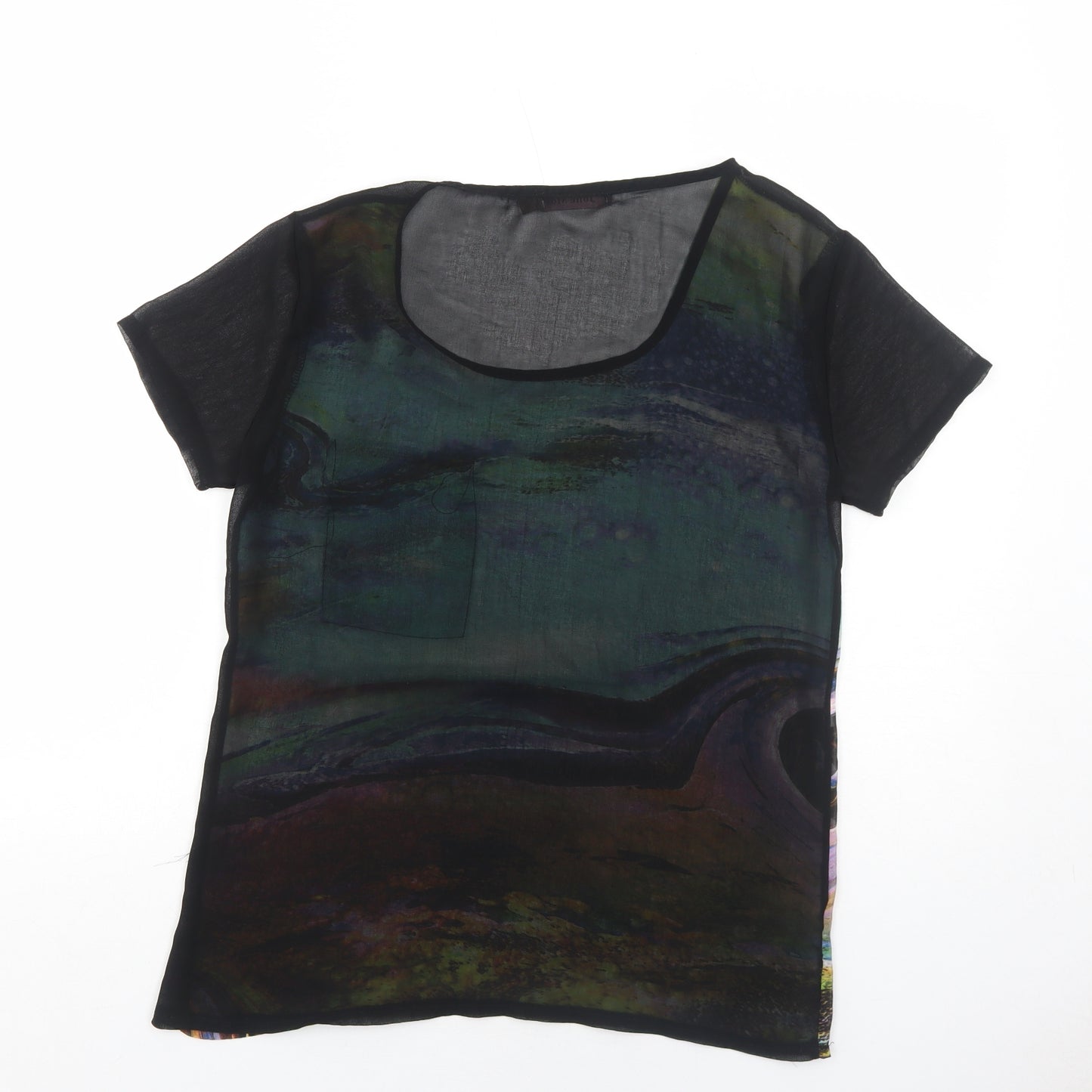 Jolie Moi Womens Black Geometric Polyester Basic T-Shirt Size S Round Neck - Size S/M