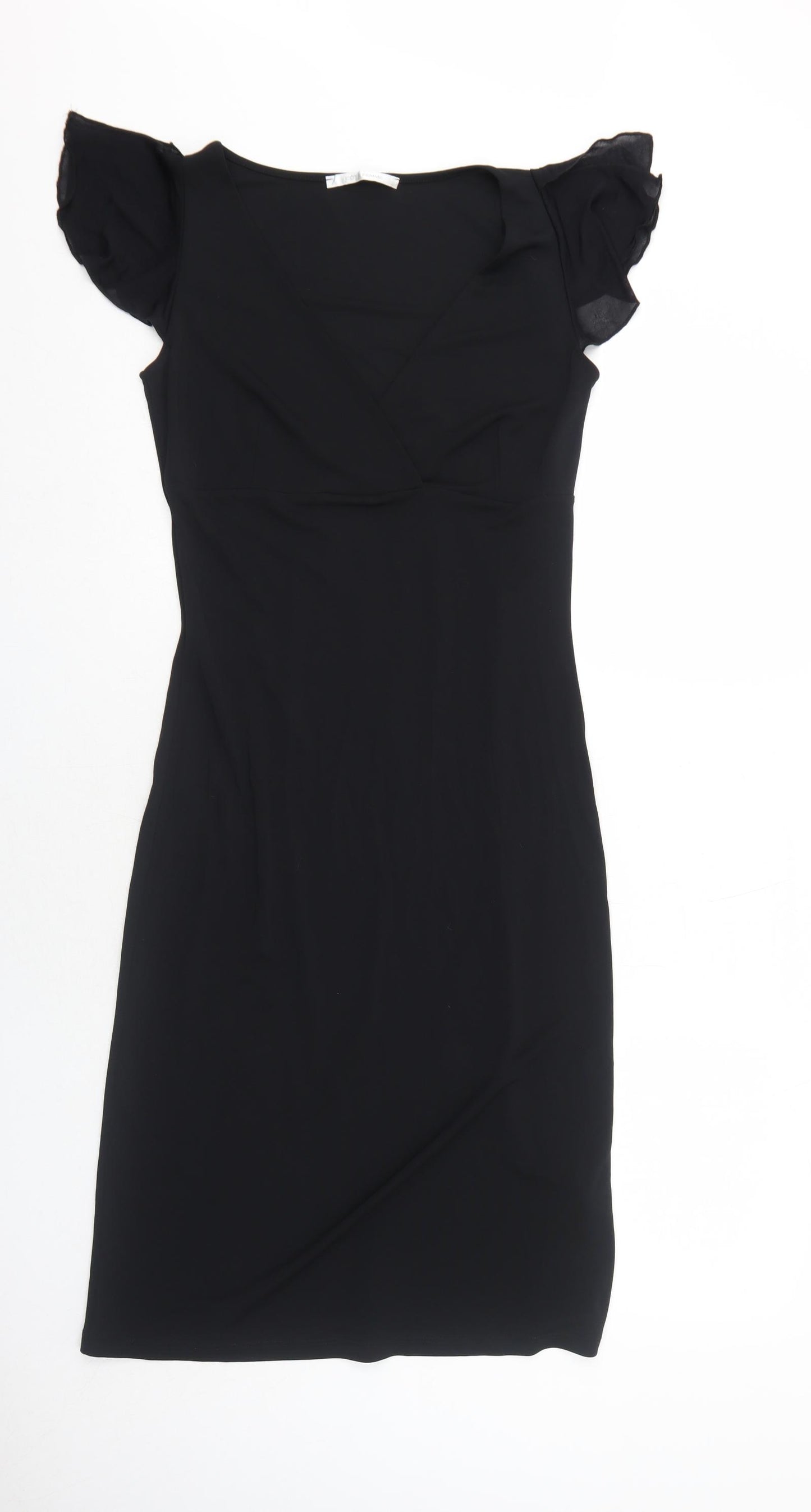 Cote Femme Womens Black Viscose A-Line Size 12 V-Neck Pullover