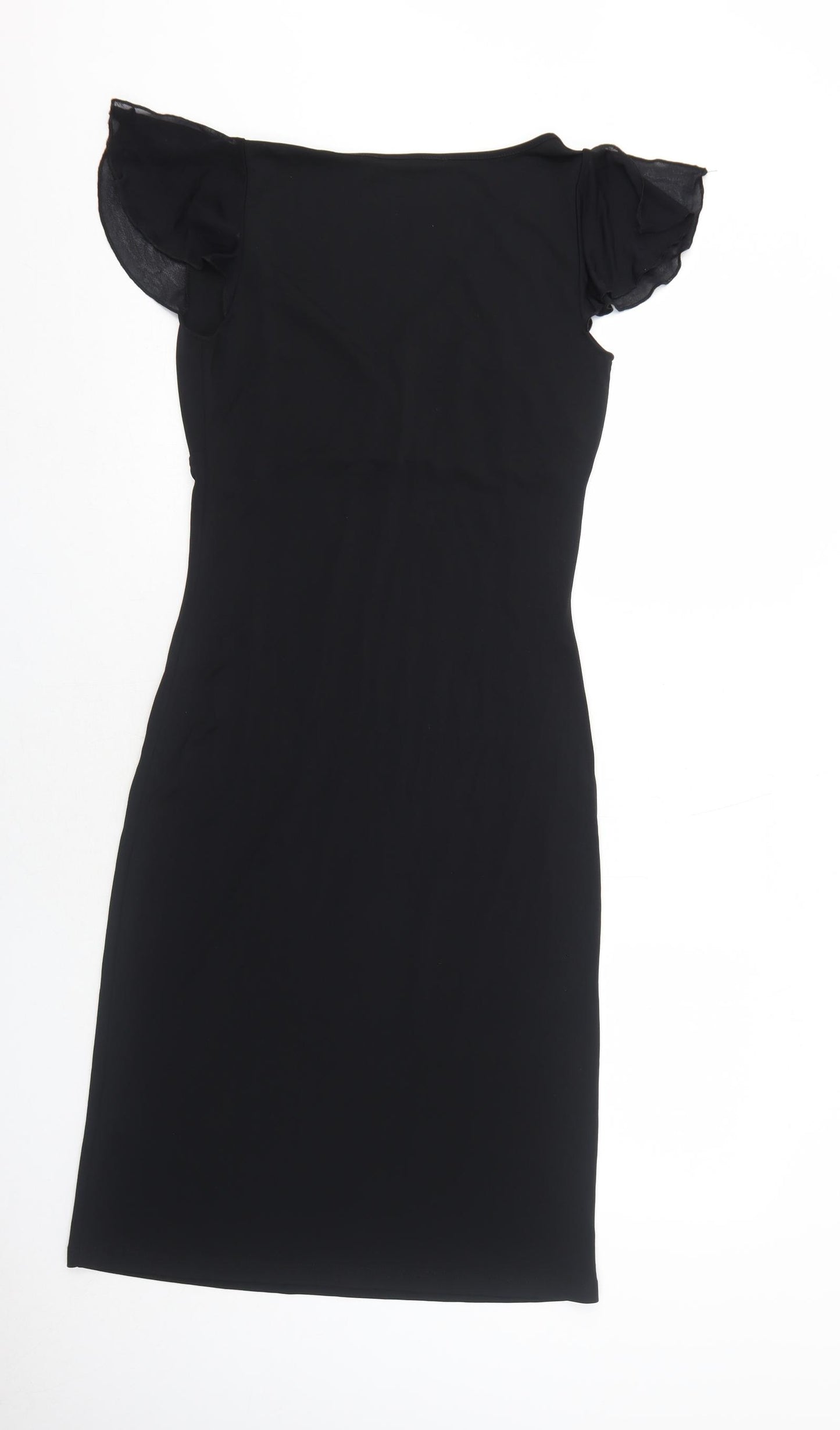 Cote Femme Womens Black Viscose A-Line Size 12 V-Neck Pullover