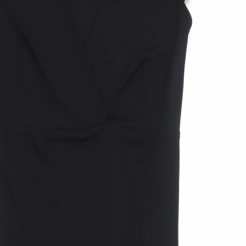 Cote Femme Womens Black Viscose A-Line Size 12 V-Neck Pullover