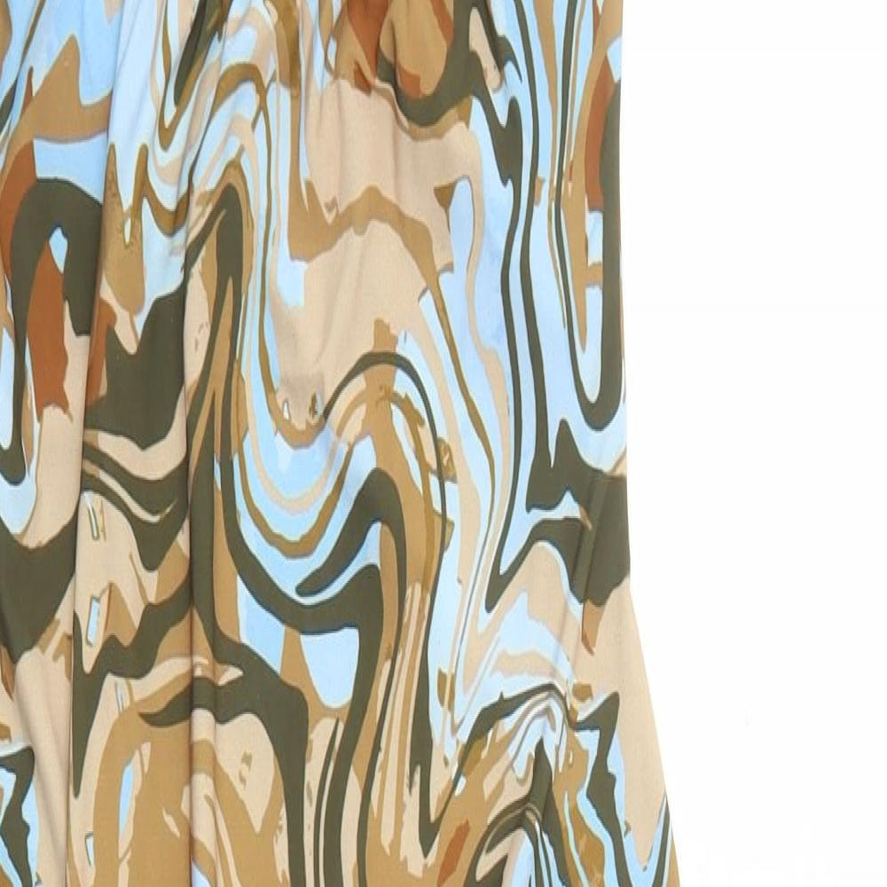 I SAW IT FIRST Womens Multicoloured Geometric Polyester A-Line Size 14 Halter Pullover