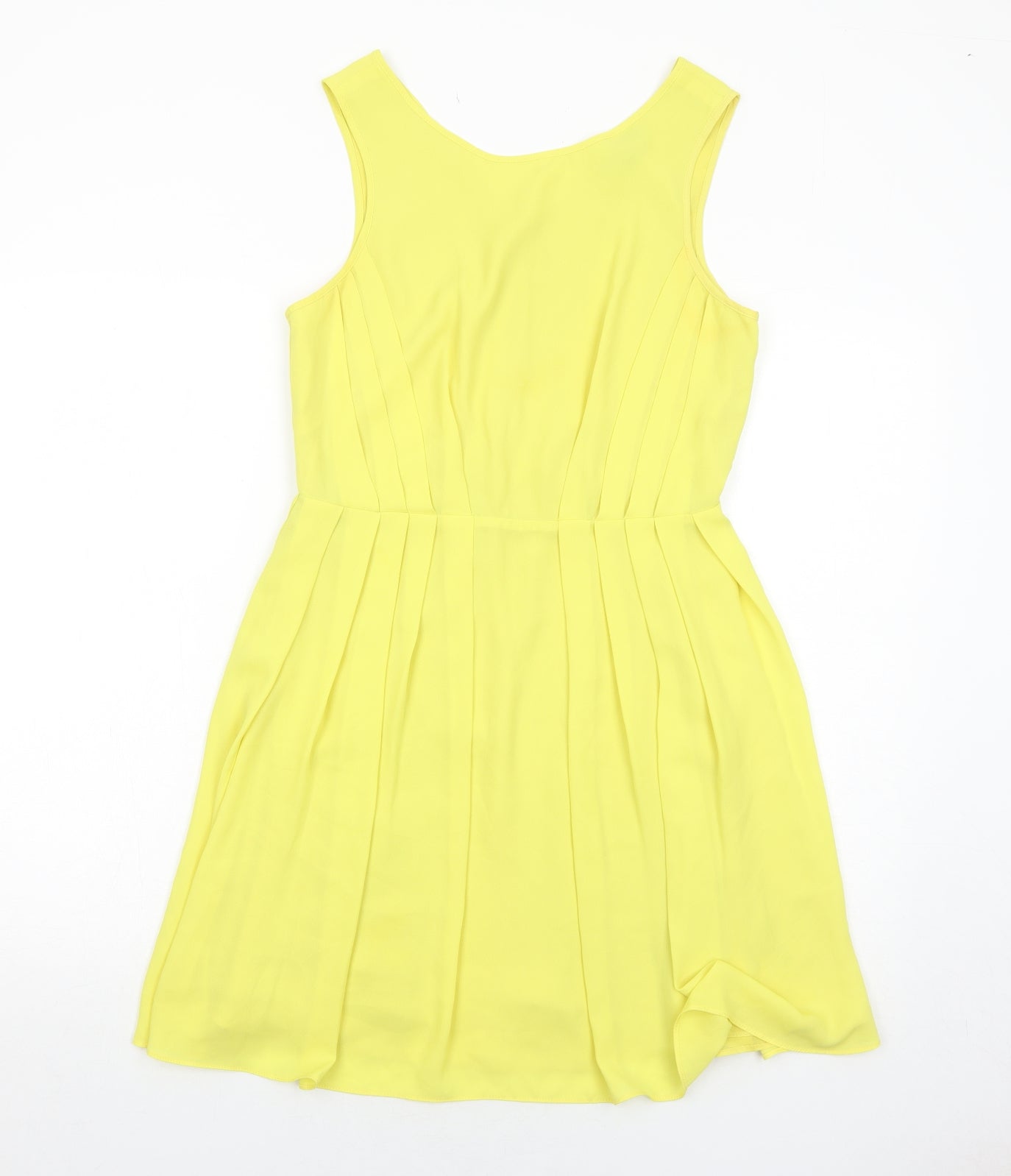 Topshop Womens Yellow Polyester Trapeze & Swing Size 12 Round Neck Zip