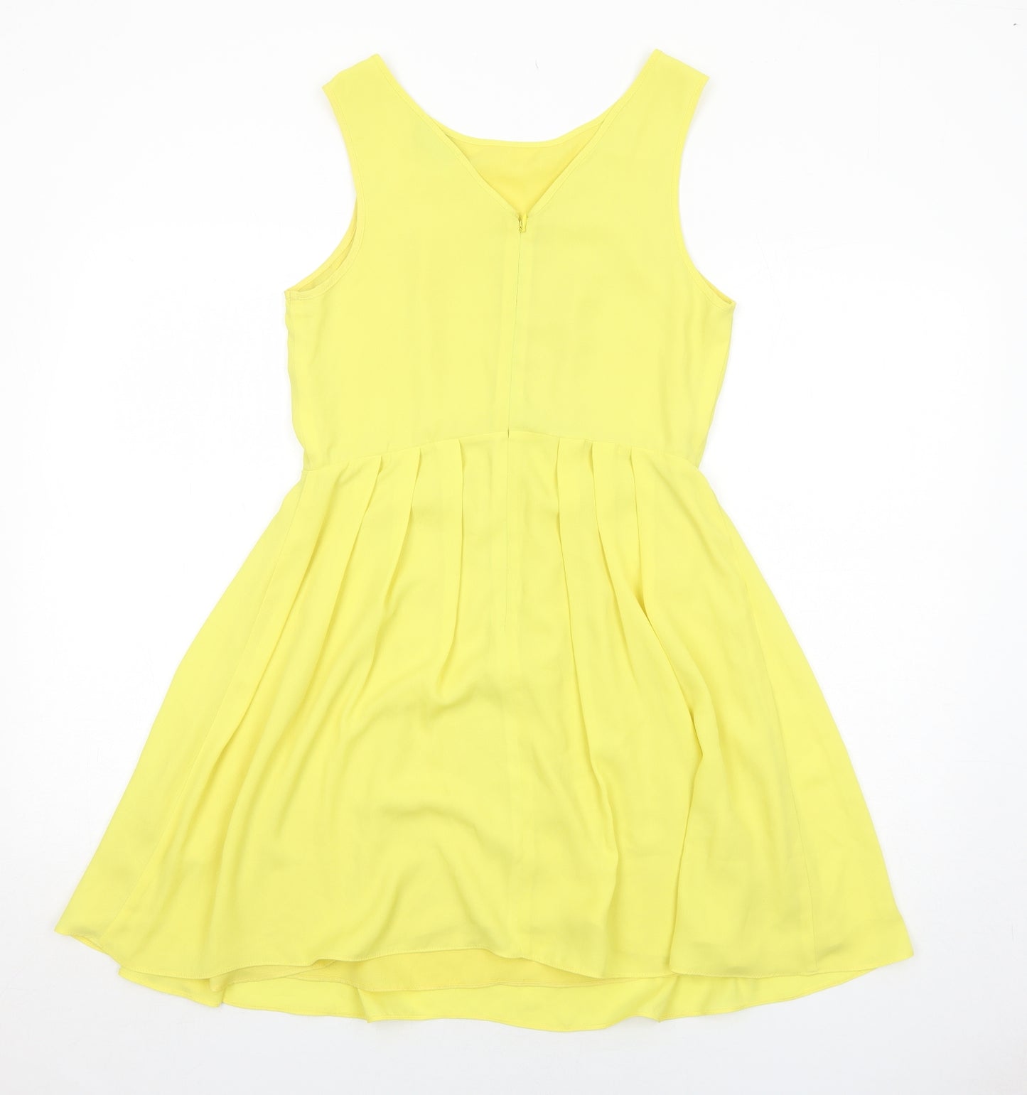 Topshop Womens Yellow Polyester Trapeze & Swing Size 12 Round Neck Zip