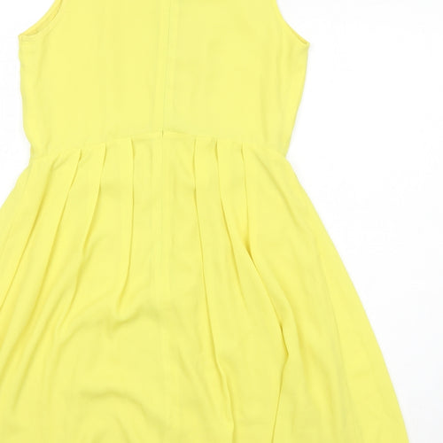 Topshop Womens Yellow Polyester Trapeze & Swing Size 12 Round Neck Zip