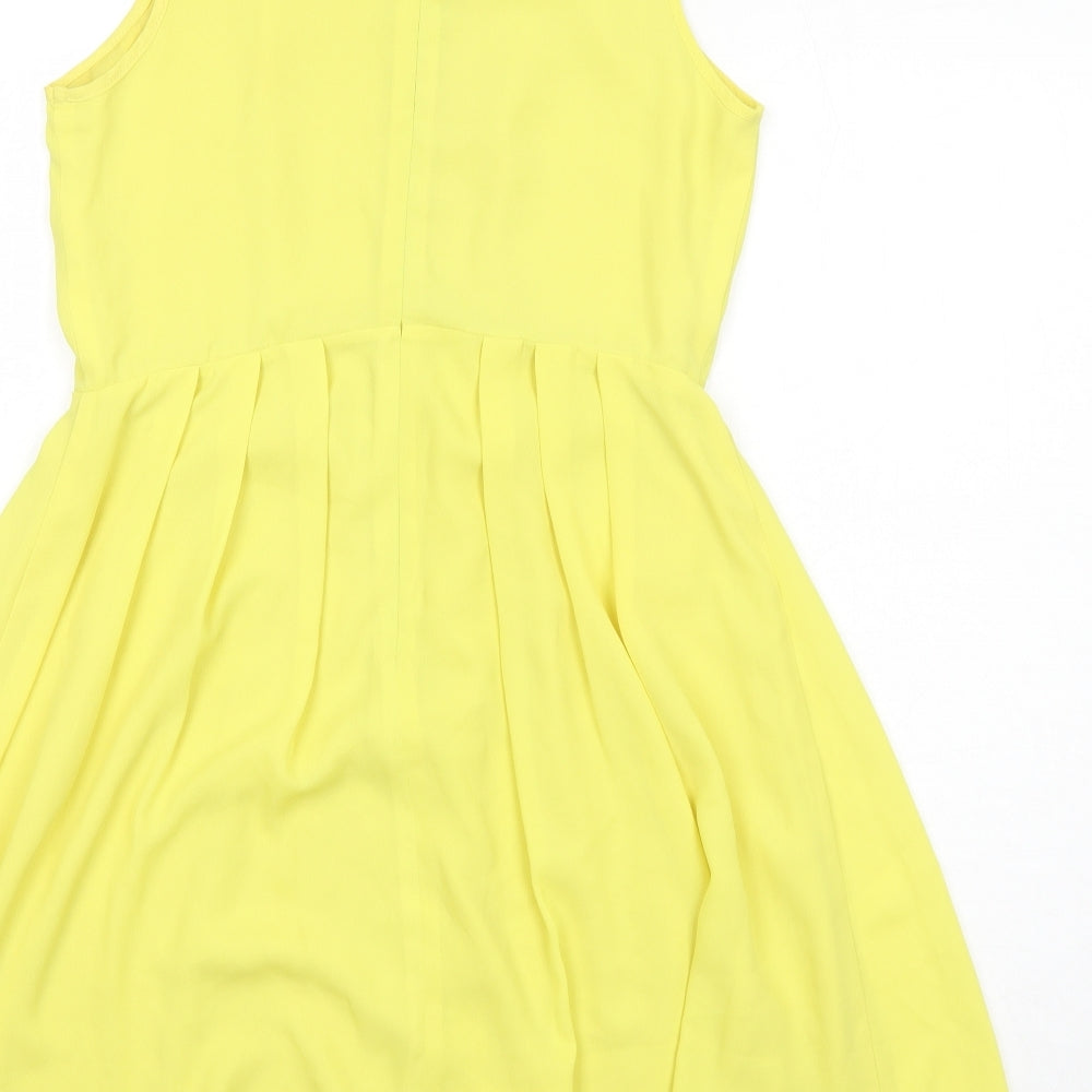 Topshop Womens Yellow Polyester Trapeze & Swing Size 12 Round Neck Zip