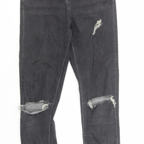 Topshop Womens Black Cotton Skinny Jeans Size 26 in L30 in Regular Zip