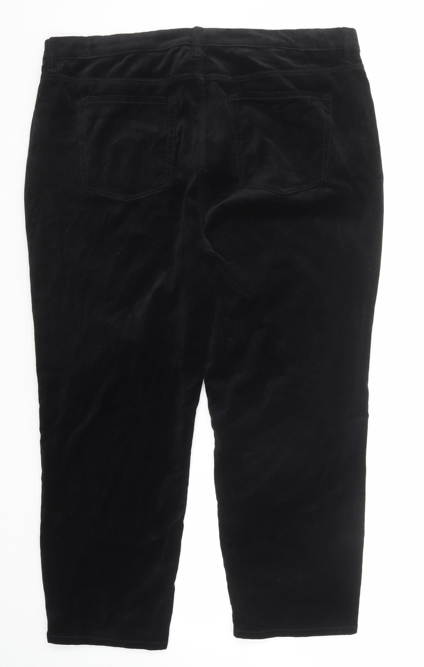 Marks and Spencer Womens Black Cotton Trousers Size 20 Regular Zip