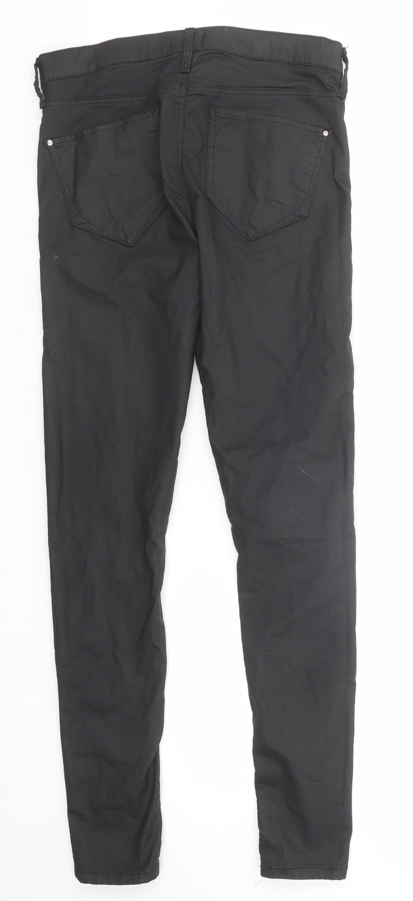 River Island Womens Black Cotton Trousers Size 8 Regular Zip