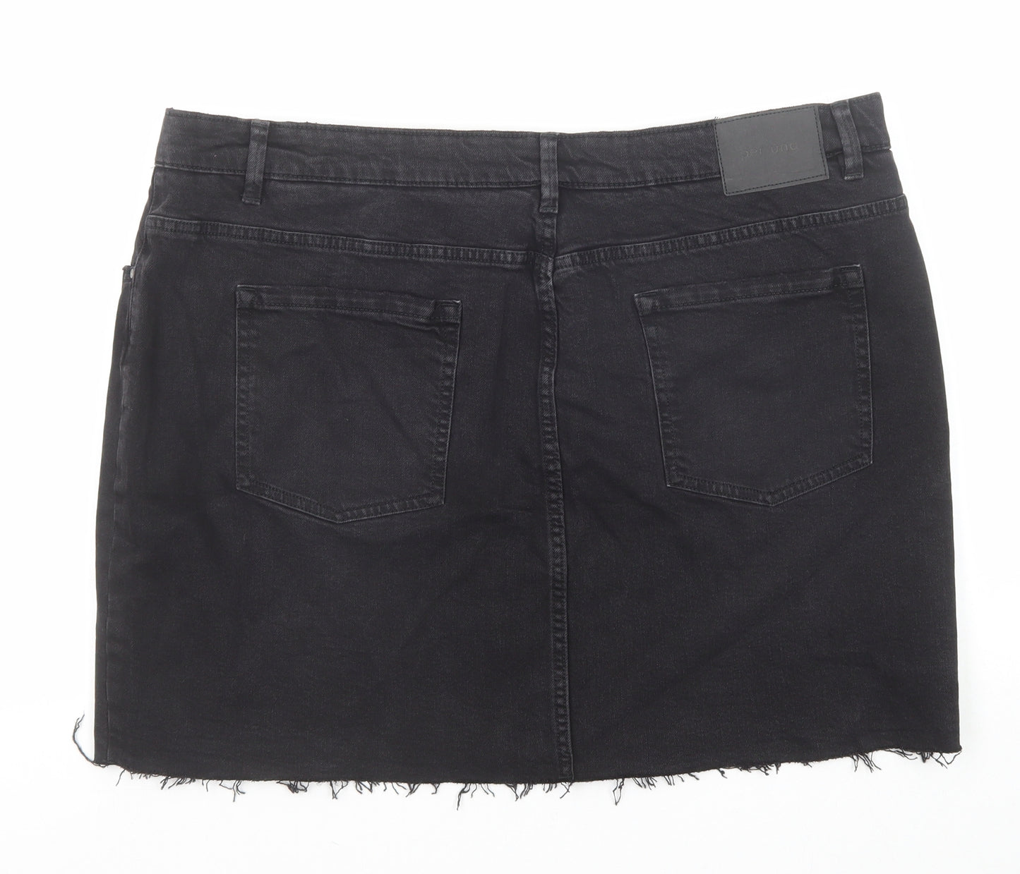 Per Una Womens Black Cotton A-Line Skirt Size 22 Zip