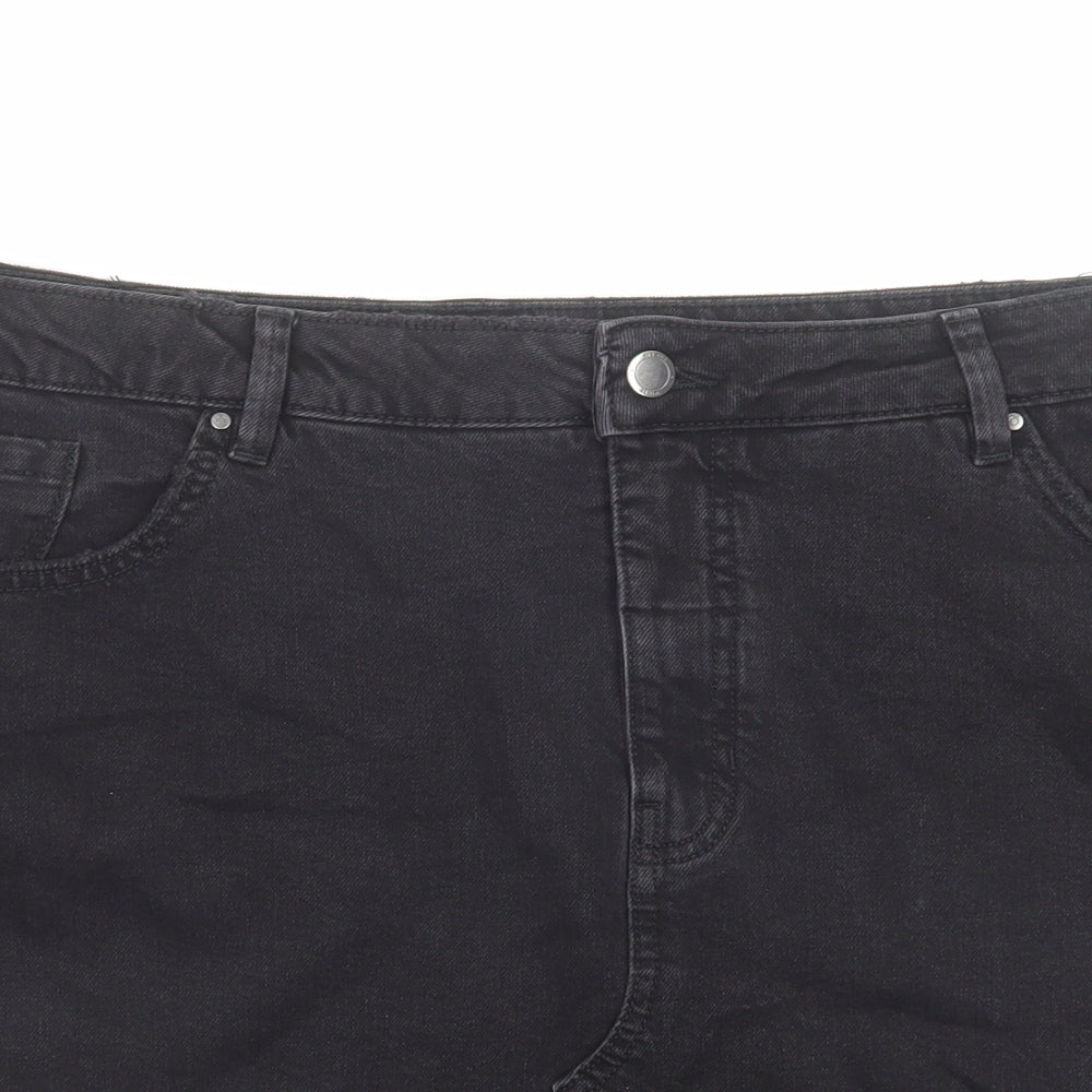 Per Una Womens Black Cotton A-Line Skirt Size 22 Zip