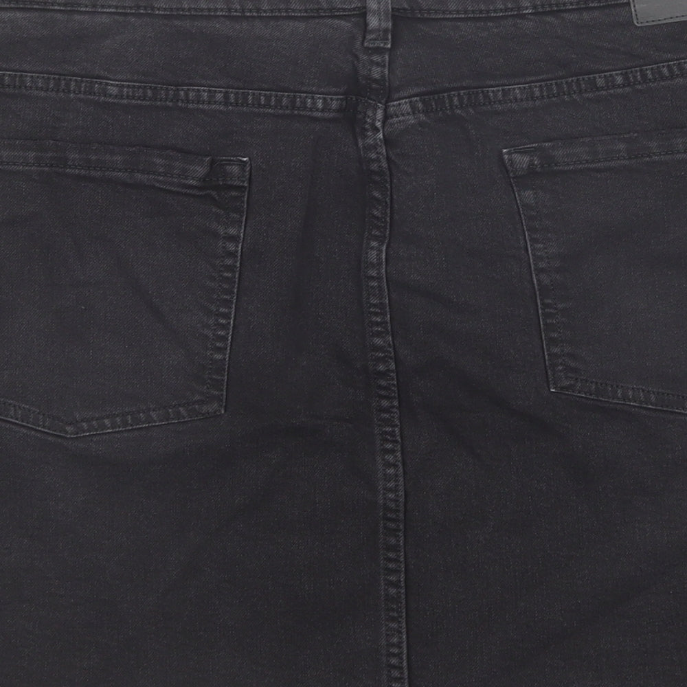 Per Una Womens Black Cotton A-Line Skirt Size 22 Zip