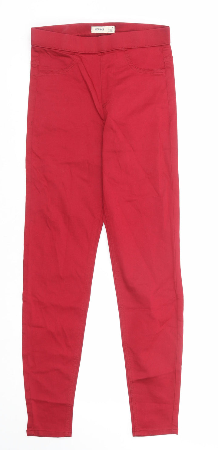 Marks and Spencer Womens Red Cotton Jegging Jeans Size 6 Regular