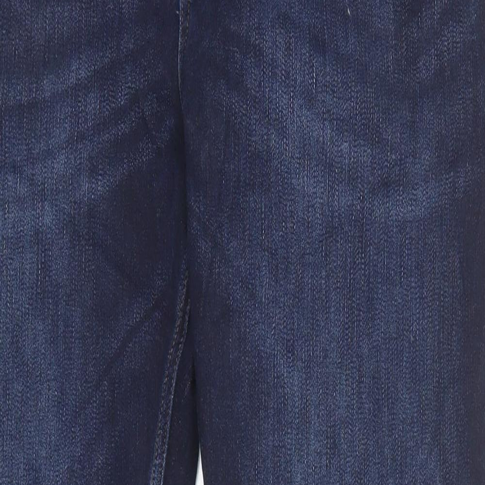 Marks and Spencer Mens Blue Cotton Straight Jeans Size 36 in L36 in Regular Zip