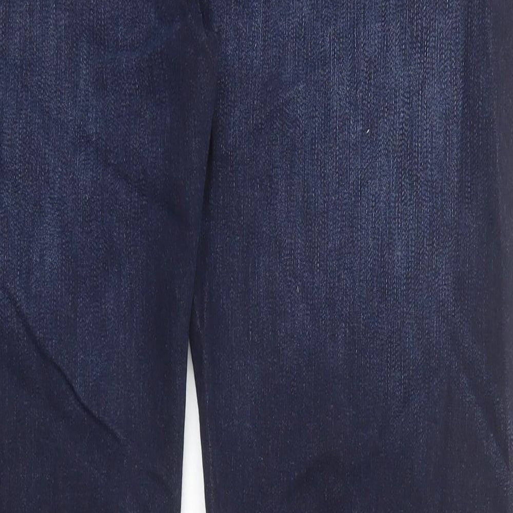 Marks and Spencer Mens Blue Cotton Straight Jeans Size 36 in L36 in Regular Zip