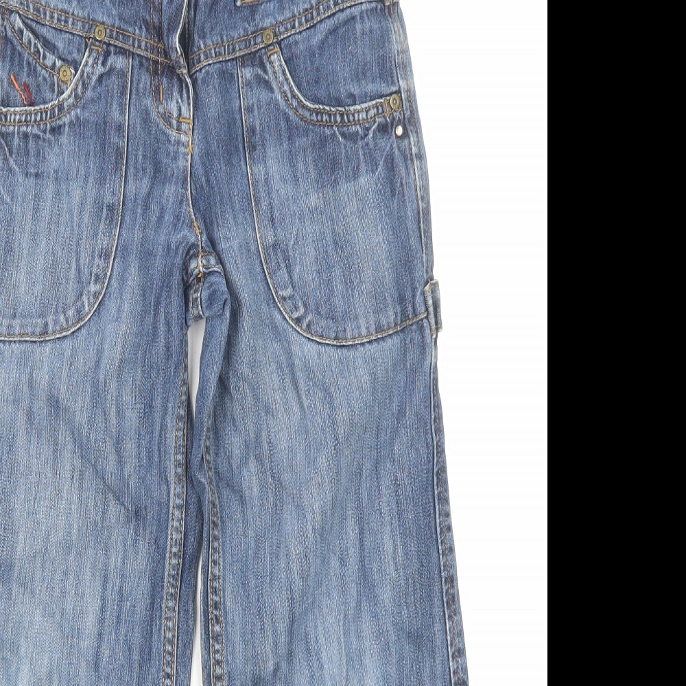 NEXT Boys Blue Cotton Wide-Leg Jeans Size 8 Years Regular Zip
