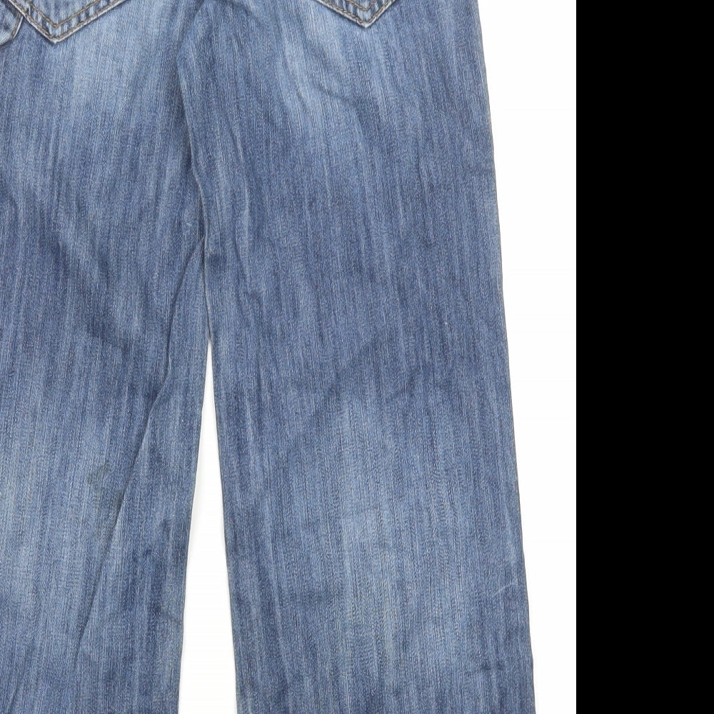 NEXT Boys Blue Cotton Wide-Leg Jeans Size 8 Years Regular Zip