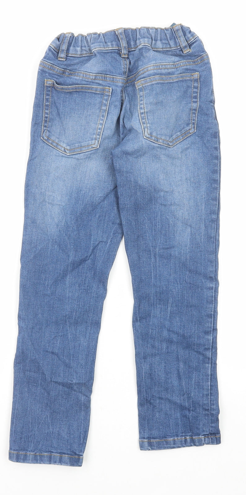 Marks and Spencer Boys Blue Cotton Skinny Jeans Size 7-8 Years Regular Zip