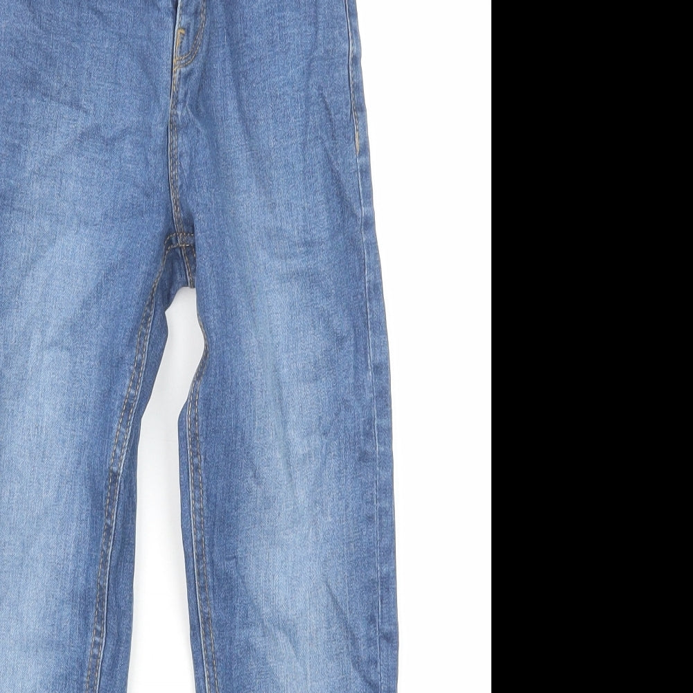 Marks and Spencer Boys Blue Cotton Skinny Jeans Size 7-8 Years Regular Zip