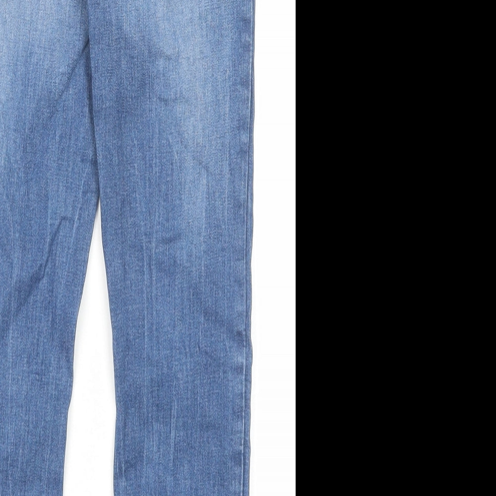 Marks and Spencer Boys Blue Cotton Skinny Jeans Size 7-8 Years Regular Zip